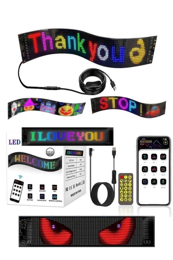 37 CM Led Panel Yazı Yazan Telefon Kontrollü Led Ekran Kamyon Otobüs iş Yeri Araba Cam Duvar