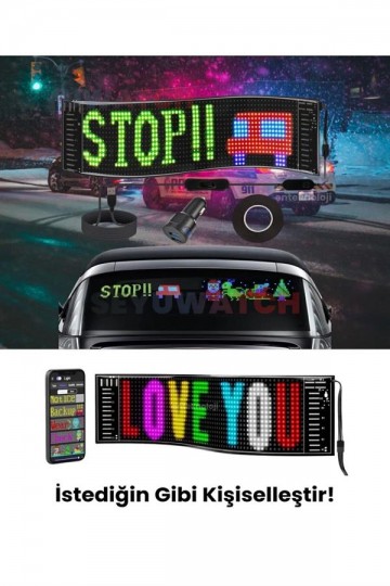 64 Cm Led Panel Yazı Yazan Telefon Kontrollü Led Ekran Kamyon Otobüs Iş Araba Cam Duvar Reflektör