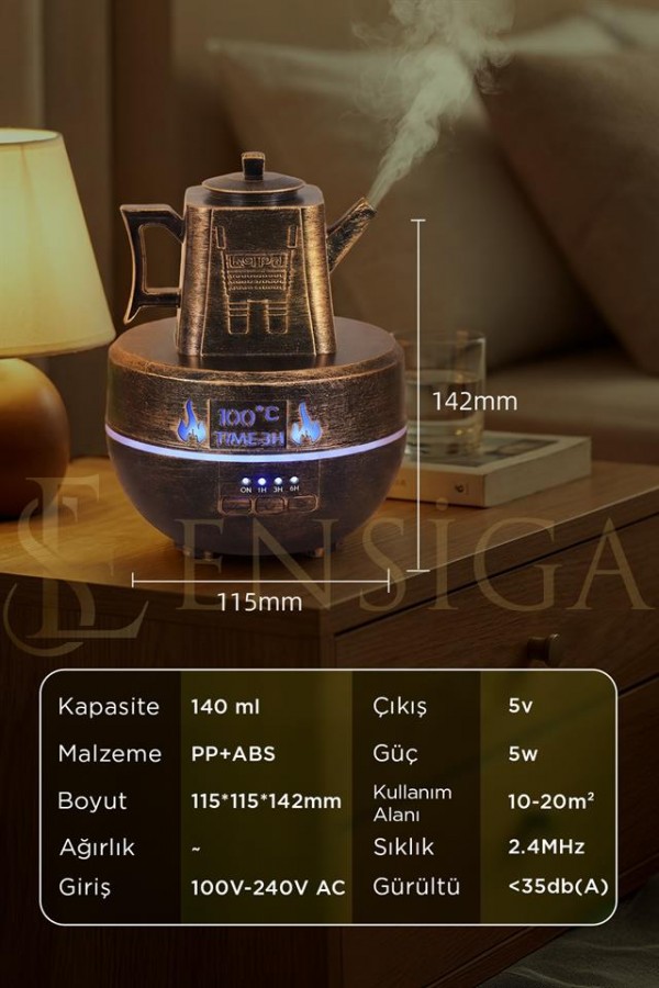Çaydanlık Şekilli Ultrasonik Aroma Difüzör Uçucu Yağ Konabilir Bronz Çaydanlık Şekilli Ultrasonik Aroma Difüzör Uçucu Yağ Konabilir Bronz