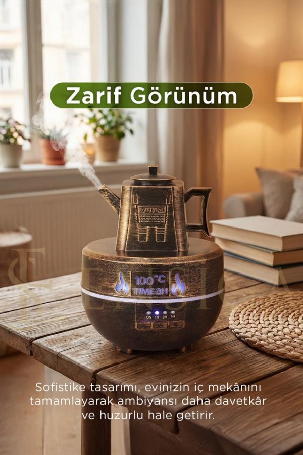 Çaydanlık Şekilli Ultrasonik Aroma Difüzör Uçucu Yağ Konabilir Bronz Çaydanlık Şekilli Ultrasonik Aroma Difüzör Uçucu Yağ Konabilir Bronz