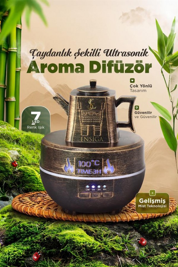 Çaydanlık Şekilli Ultrasonik Aroma Difüzör Uçucu Yağ Konabilir Bronz Çaydanlık Şekilli Ultrasonik Aroma Difüzör Uçucu Yağ Konabilir Bronz