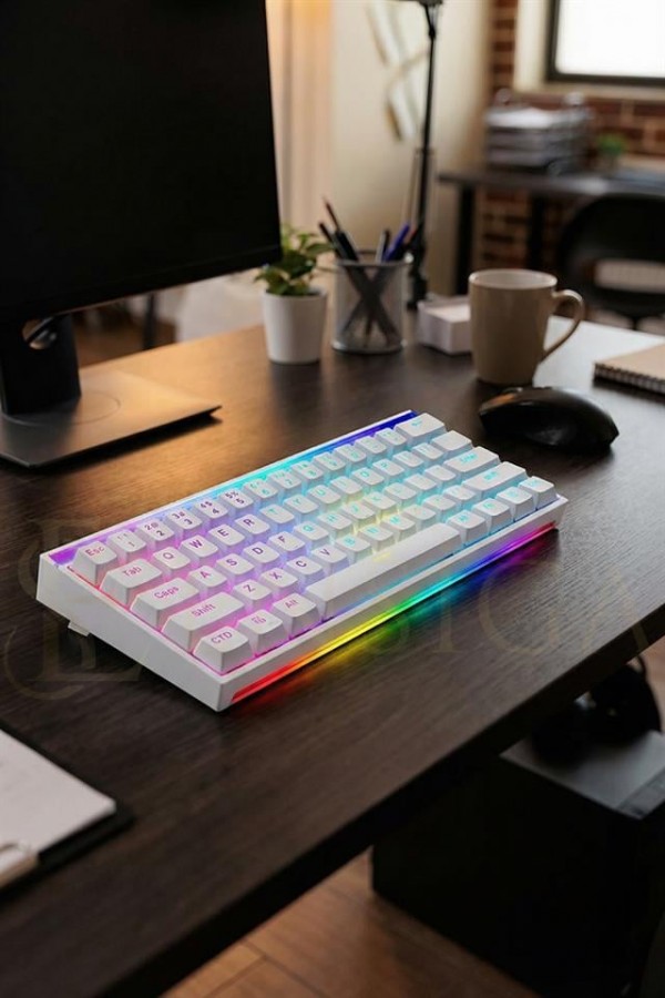Mekanik Kablolu Oyuncu Klavyesi | RGB Aydınlatmalı 68 Tuş Türkçe Q