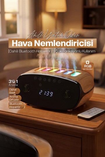 Speaker Özellikli Bluetooth Işıklı Hava Nemlendirici Aroma Difüzör Hava Nemlendirici 500ML