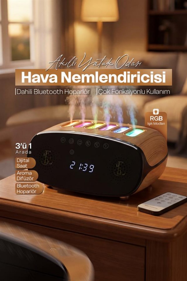 Speaker Özellikli Bluetooth Işıklı Hava Nemlendirici Aroma Difüzör Hava Nemlendirici 500ML Speaker Özellikli Bluetooth Işıklı Hava Nemlendirici Aroma Difüzör Hava Nemlendirici 500ML