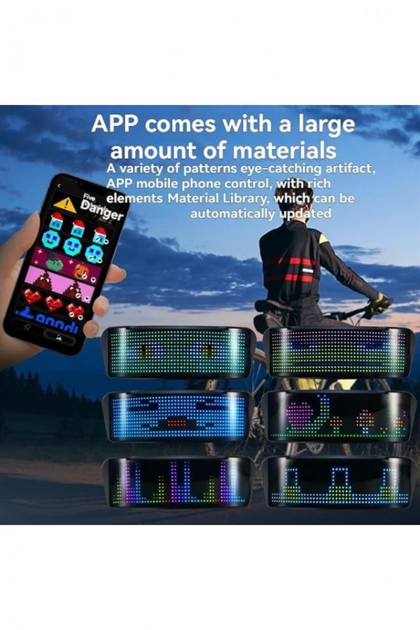 Su Geçirmez LED Motosiklet Kask Paneli APP Kontrollü RGB Işıklı Akıllı Kask Ekranı