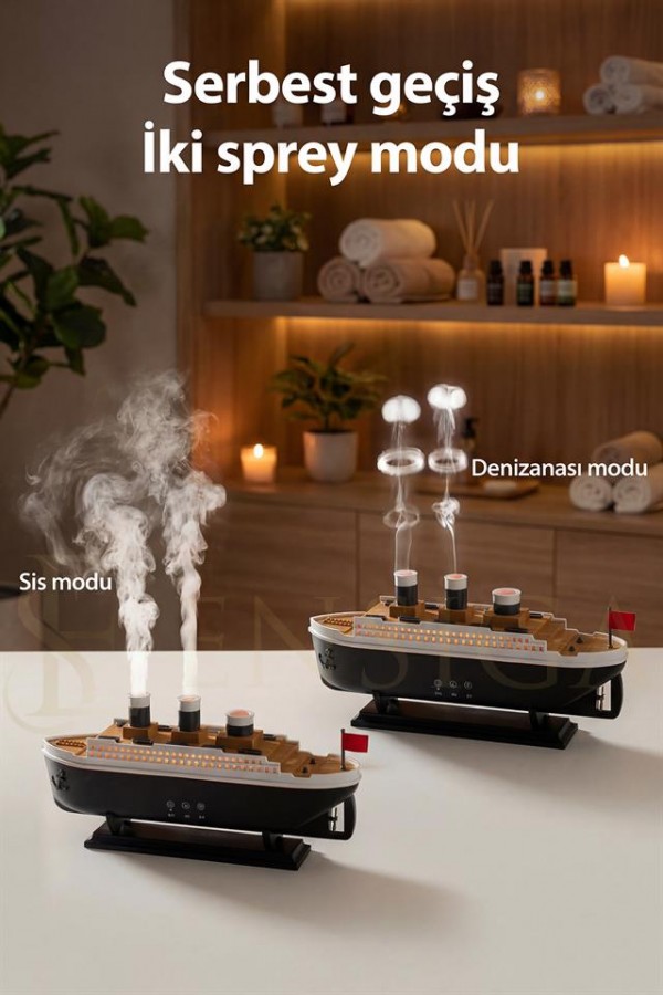 Titanic Gemi Aromaterapi Hava Nemlendirici 7 Renk Işık | 2 Mod