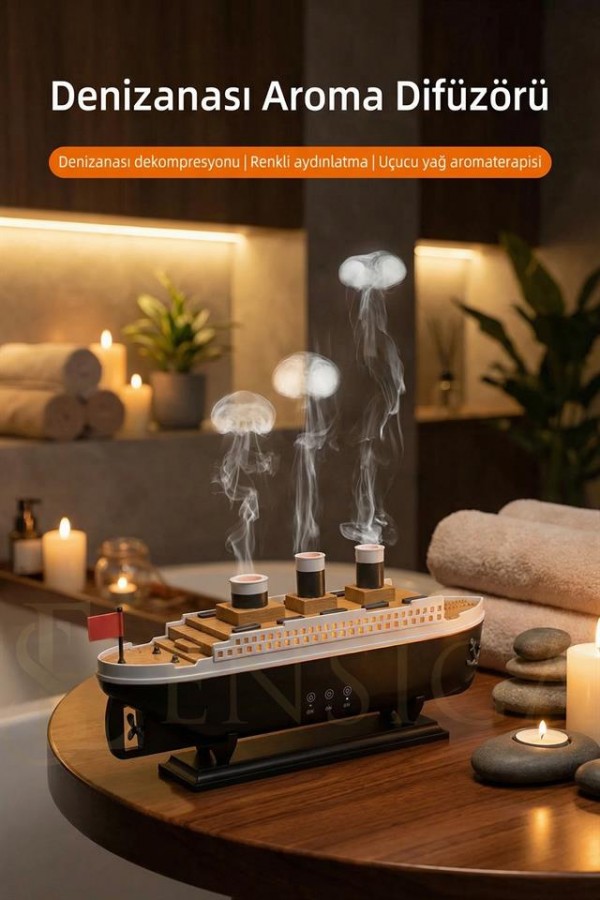 Titanic Gemi Aromaterapi Hava Nemlendirici 7 Renk Işık | 2 Mod