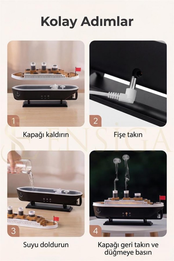 Titanic Gemi Aromaterapi Hava Nemlendirici 7 Renk Işık | 2 Mod