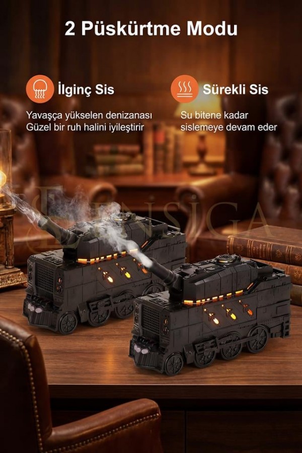 Tren Tasarımlı LED Işıklı Aroma Difüzör & Hava Nemlendirici