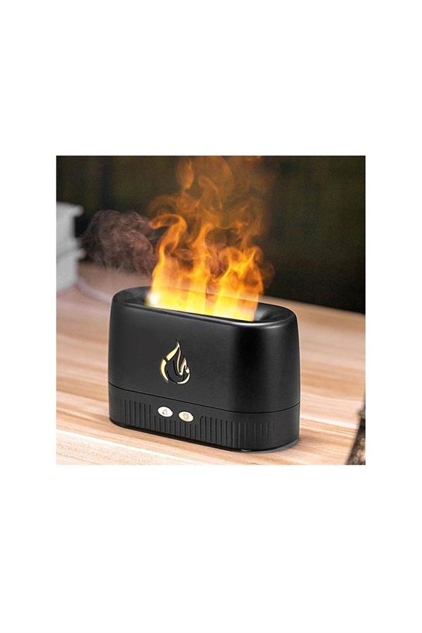 Ultrasonic Hava Nemlendirici Buhar Makinesi Alev Efektli 3D Aroma Difüzör (Siyah) Ultrasonic Hava Nemlendirici Buhar Makinesi Alev Efektli 3D Aroma Difüzör (Siyah)
