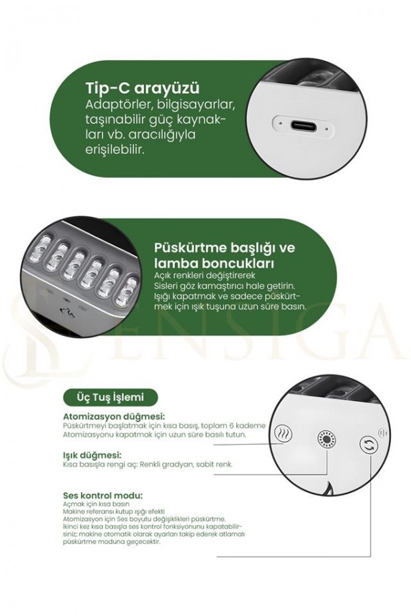 Ultrasonik Hava Nemlendirici Buhar Makinesi 6 Sprey Rgb Modlu Sese Duyarlı 900ml Ultrasonik Hava Nemlendirici Buhar Makinesi 6 Sprey Rgb Modlu Sese Duyarlı 900ml