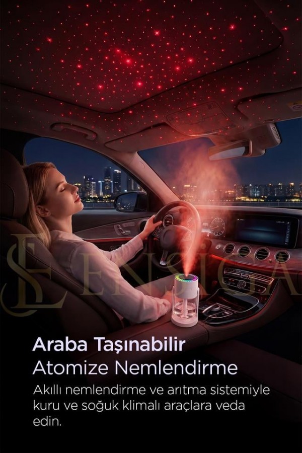 Yağmur Damlası Efektli Ultrasonik Hava Nemlendirici & Aroma Difüzör RGB Işıklı