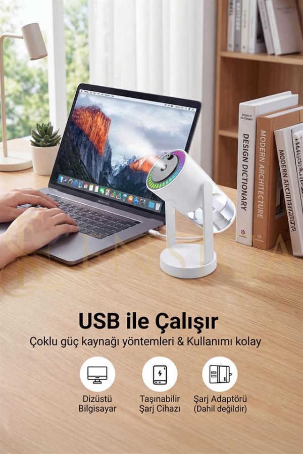 Yağmur Damlası Efektli Ultrasonik Hava Nemlendirici & Aroma Difüzör RGB Işıklı