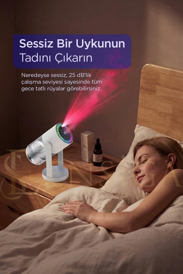 Yağmur Damlası Efektli Ultrasonik Hava Nemlendirici & Aroma Difüzör RGB Işıklı